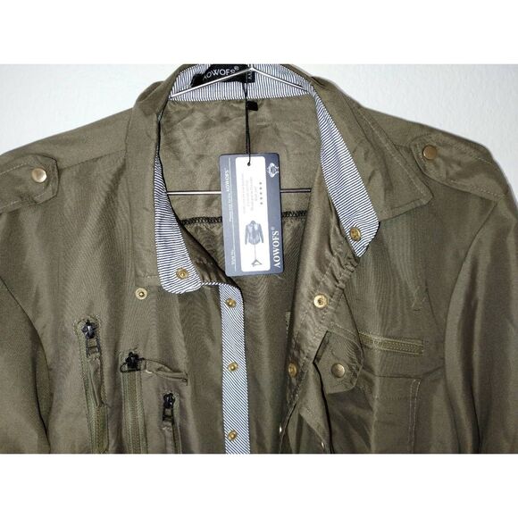 NWT Masorini AOWOFS Mens Jacket Brown Faux Vegan Moto Leather Jacket Zippers Zip - Picture 13 of 15